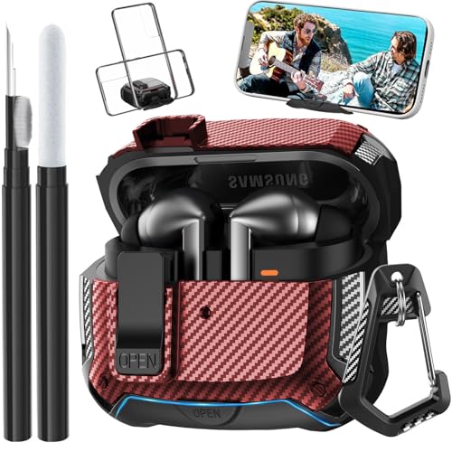 Protégez vos Galaxy Buds 3 Pro des chutes et nettoyez la saleté grâce à cet étui rouge complet