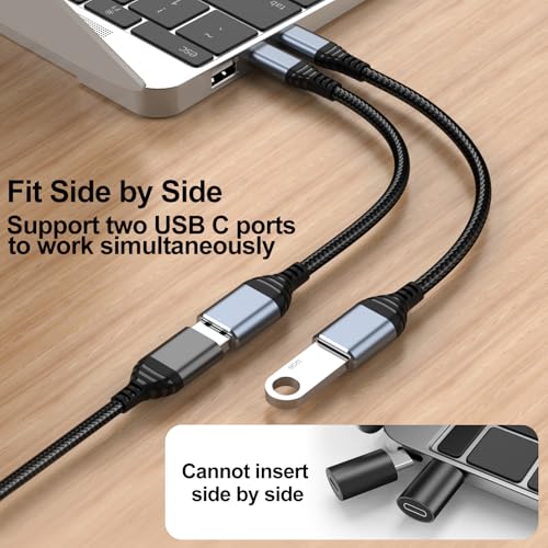 Image of Tobfit USB C to USB Adapter Aluminum OTG Cable Type C Male to USB-A Female 3.0 OTG Adapter, Nylon Braided Fast Charge and Data Transfer Cord for iPhone 16 15 14 13 12 Pro Max Plus,Galaxy S25 S24