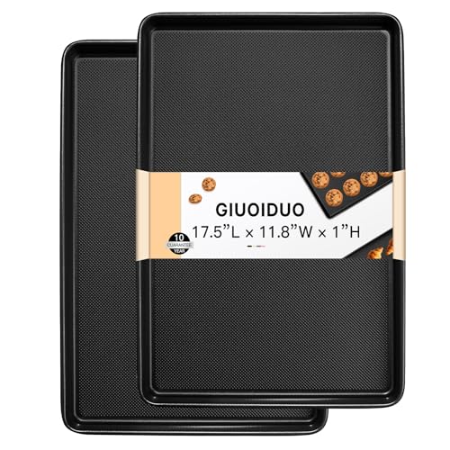 2-Pack Commercial & Home Baking Sheet Pans - Heavy Duty Nonstick Carbon Steel Cookie Trays, Warp-Resistant Oven Pans For Baking, Roasting & Sheet Pan Meals (17.5X11.8 Inch)