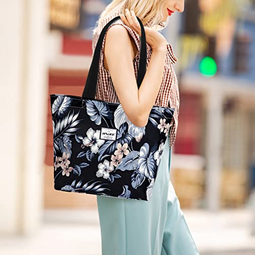 Hawee Floral Travel Tote Bag Water Resistant Shoulder Bag For Gym Beach, Hibiscus #TOP6