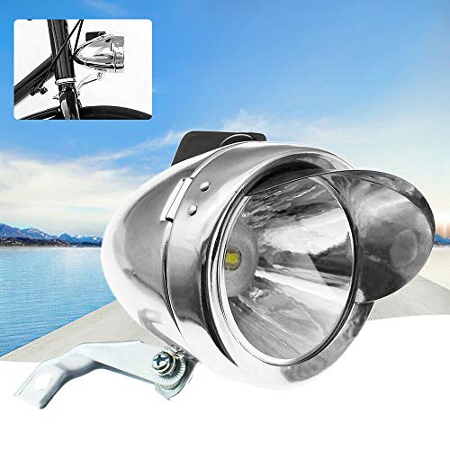 DECDEAL Farol clássico cromado vintage bicicleta farol frontal retro