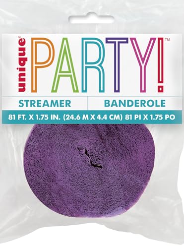 Serpentinas de papel crepe roxas de 24,7 m