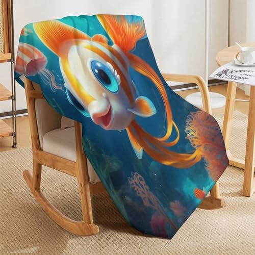 Couverture poisson en flanelle douce et chaude pour lit et canape 100x130cm - 7