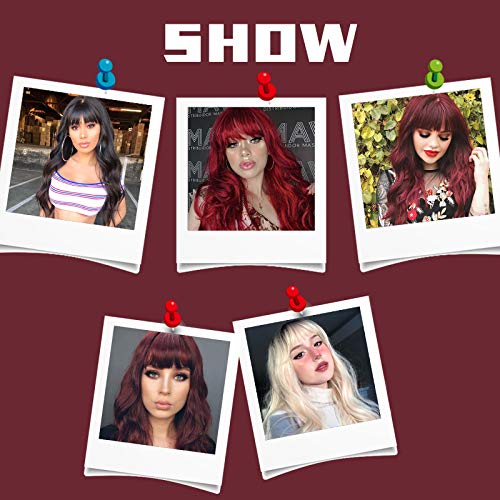 image for MERISIHAIR Long Wine Red Wigs for Black Women,Synthetic Dark Burgundy 