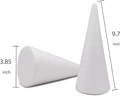 Miniatura 2 de Crafare Paquete de 4 conos de espuma para manualidades de 3.85 x 9.7 pulgadas para proyectos de árbol de Navidad, decoración de bodas, centros de