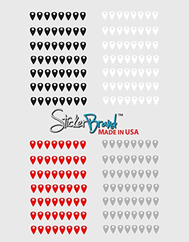 Large World Map With Pin Drops Wall Decal Sticker - Black Map W/Red, Black, White & Grey Pins, 60In X 100In. Easy To Apply & Removable #TOP5