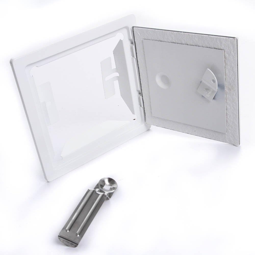 rg-vertrieb Kamintür Reinigungstür Revision Schornstein Edelstahl Putztür Weiss Stahl 2 Größen (Weiß 14x21cm)