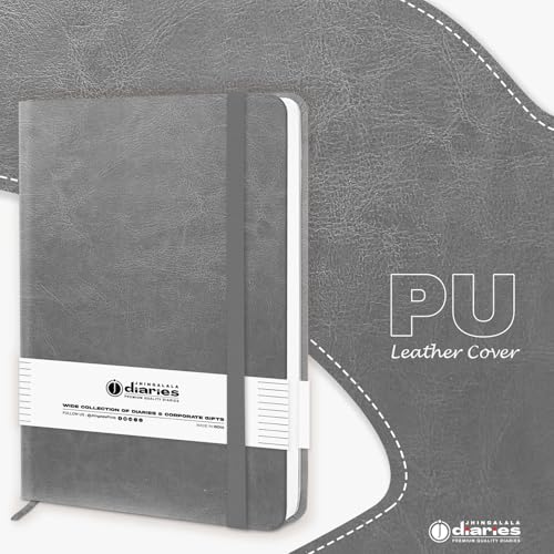 Image of Jhingalala Diaries - Hardbound Leather Cover Pocket Size Corporate Executive Diary Notebook I Pocket Diary For Men and Women I A6 Size I 80gsm Paper I 192 Ruled Pages (Grey)