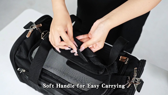 Soft-Sided Cat/Dog/Pet Carrier, Collapsible Pets Travel Carriers for Big Cats/Small Dogs with Shoulder Strap & Removable Mat, Mesh Puppy Carry Bag, Up to 16 Lbs, TSA Airline Approved(Black) - image 8
