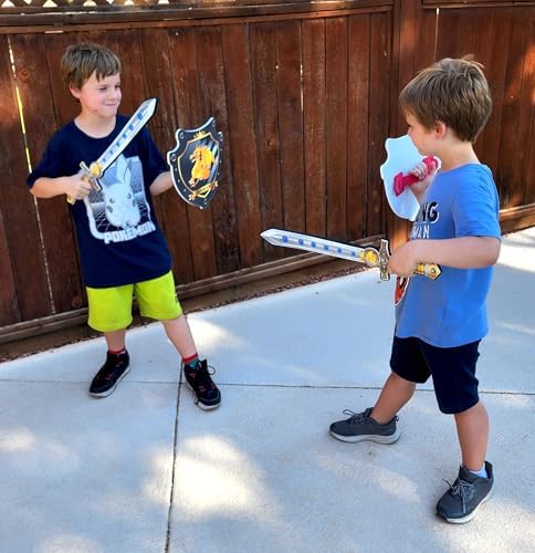 Adventure Awaits! Foam Sword and Shield Set for Kids Bundle | 2 Pack | Plastic Center Reinforced | Knight Style image 4