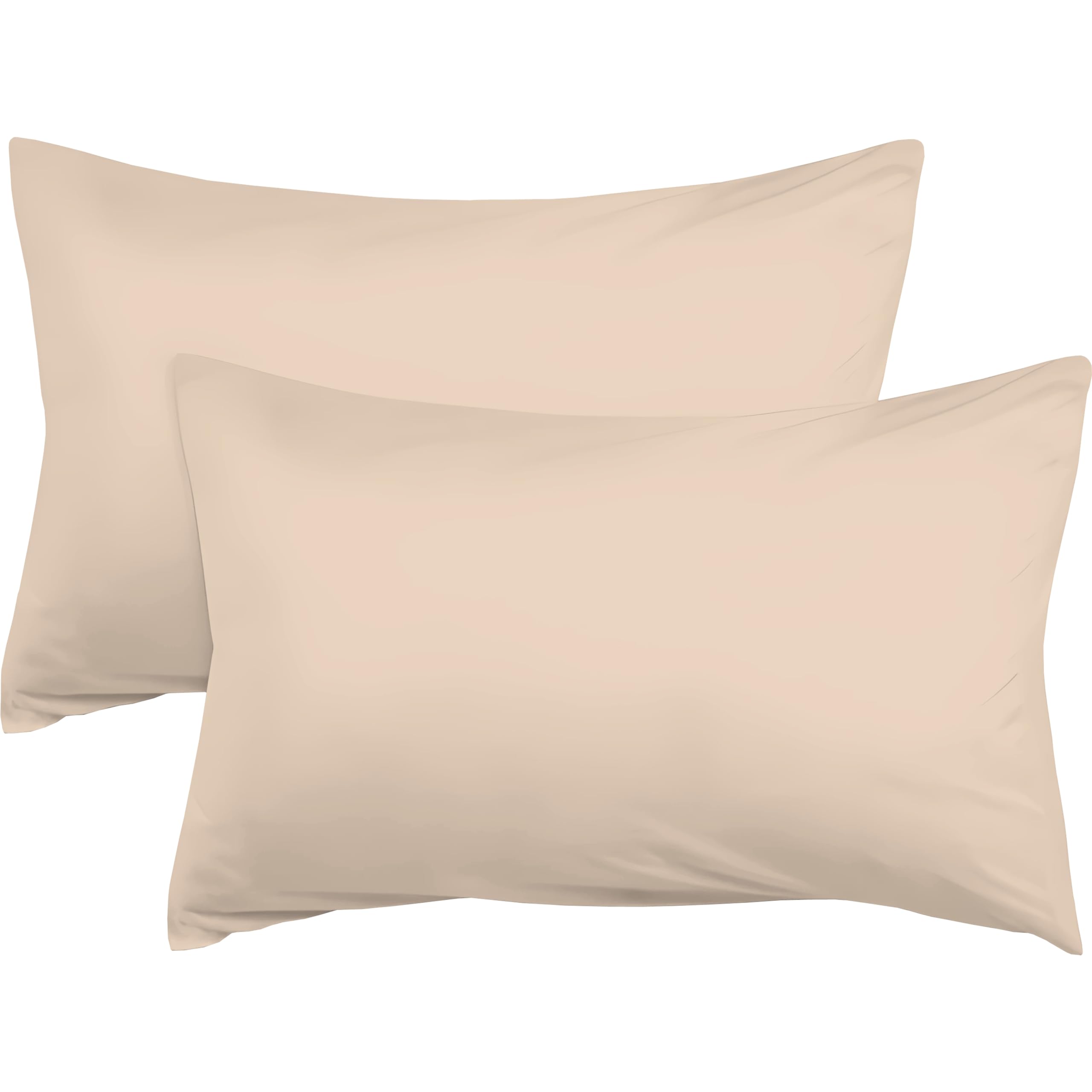 R&Z Plain Dyed Luxury Polycotton Housewife New 2 x Pillow Cases (Latte)