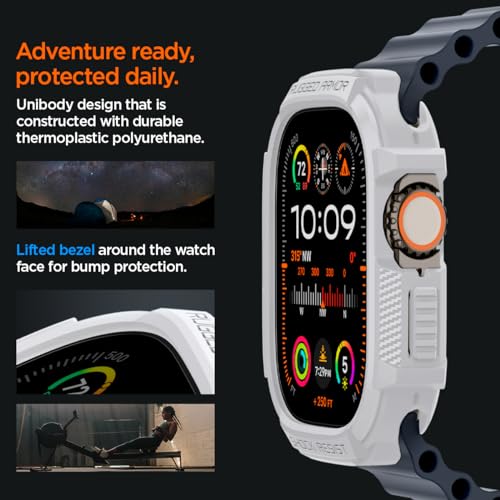 Spigen Cover Rugged Armor Compatibile Con Apple Watch Ultra 3 49Mm (2025) E Apple Watch Ultra 2/1 - Bianco - 5
