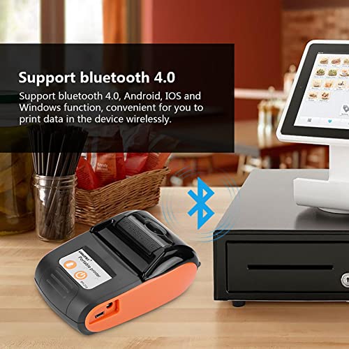 Thermische Printer, 58 Mm USB-bonprinter 203 DPI Draadloze Mini-pocketprinter Smartphone-bediening Mobiele POS-printer Bluetooth-factuurprinter Voor Kleine Bedrijven, Restaurants(EU, Oranje) - Image 3