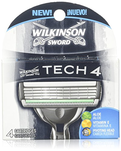Wilkinson Sword Tech 4 Blade Refill 2-Pack. 4 Refills Per Pack. 8 Total Refills.