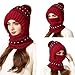 Evolkult 3 in 1 Beanie Hat with Scarf and Mask, Winter Balaclava for Women Knitted Ski Face Mask Hat for The Cold,Gray