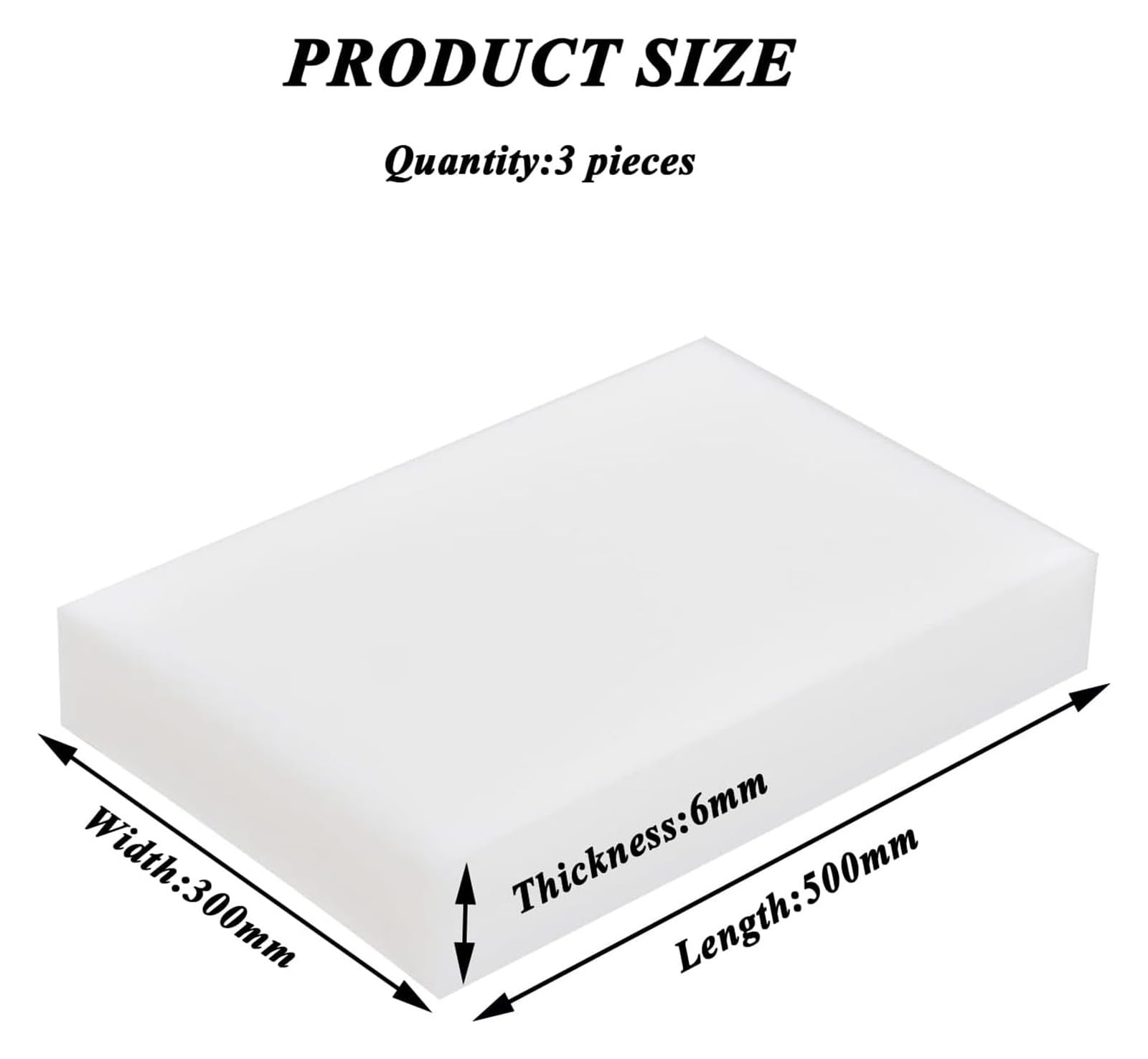3 Stück 300 mm x 500 mm weiße Nylonplatten mit einer Dicke von 5–10 mm, geeignet for Heimwerker, Bauwesen und Maschinenbau(6mm)