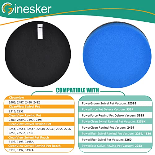 Image of 3 Sets Replacement Filter Compatible with Bissell Cleanview Pet Vacuum 2252 2254 2256 2258 2486 PowerGroom 22528 PowerForce 3334 Powerlifter, PowerClean & PowerEase, Compare to Parts # 12141 & 1601972
