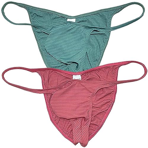 Men's Check Spandex Bikini Briefs Underwear Cheek Briefs Panties Close Fitting Ruched Back Underpants Tiny Waist