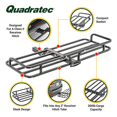Quadratec Compact Cargo Rack Basket Platform, 48" X 19.5" - Mounts To 2" Receiver Hitch - Great For Hauling Luggage, Camping Gear, Supplies, Generators, And More - Fits Jeeps, Cars, Trucks, Suv & More #TOP4