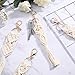 Syhood 4 Pieces Mini Macrame Keychains Boho Macrame Bag Charms with Tassels Handcrafted Accessory for Car Key Purse Phone Supplies, Beige
