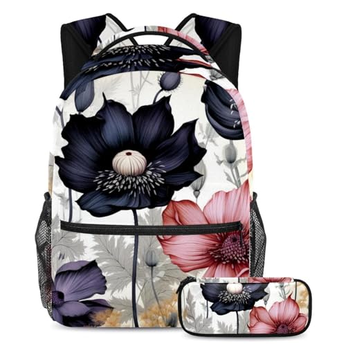 Cartables tendance fleurs lot de 2 avec trousse pour ados et enfants