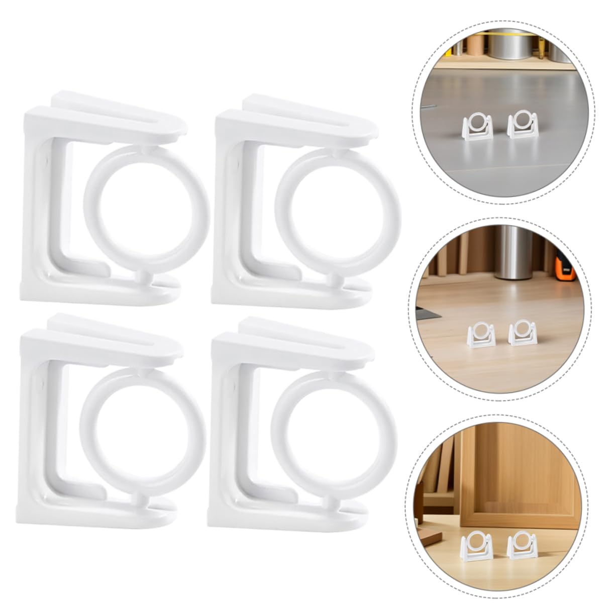 Ciieeo 30pièces Supports Adhésifs pour Tringle De Douche Crochets Plastique pour Tringle à Rideaux Lot de Supports Rotatifs sans Abîmer Les Murs pour Carrelage Et Verre