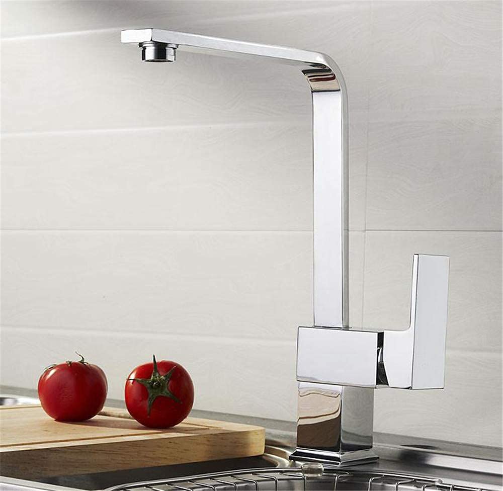 Robinet de cuisine de galvanoplastie mitigeur pivotant pour réservoir d'eau tétragonal