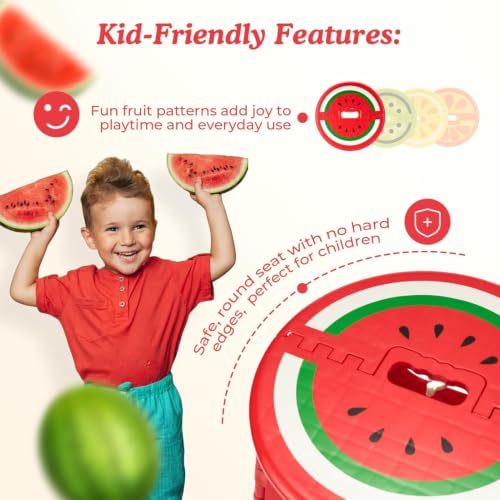 Image of Premium Folding Step Stool for Adults and Kids Non-Slip Folding Stools with Portable Handle, Compact Plastic Foldable Step Stool for Bathroom,Bedroom, Kitchen (Watermelon RED)