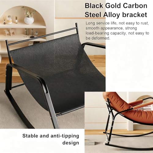 كراسي هزازة للفناء جيدة التهوية، اريكة استرخاء مع وسادة ناعمة، اريكة كسول مبطنة، كراسي استرخاء عصرية للشرفة وغرفة المعيشة مع جيوب جانبية ومساند للذراعين (برتقالي)