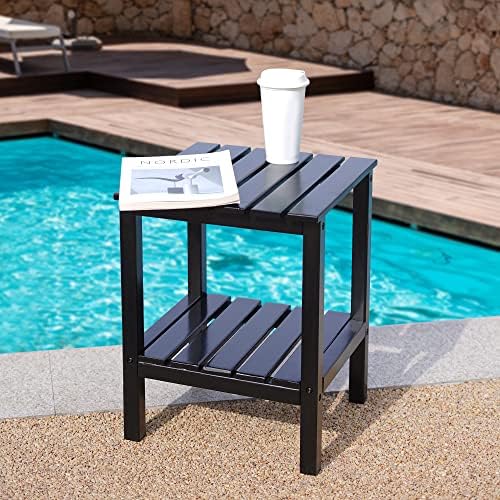INTOBOO Outdoor Side Table,Rectangular End Table, Adirondack Small Side Tables, Patio Tables for Outside Pool Porch Deck Garden Backyard -Black