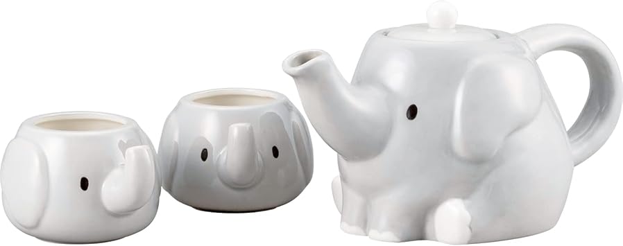 Cute Tableware Pot and Cup Tea Set Approx. 600ml Elephant Family SAN3751