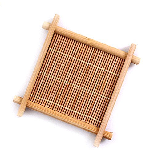 Yazi Bamboo Coasters Teacup Saucers Sets Square Handmade Tea Cup Mat For Kungfu Tea 3.5" Set Of 10 #TOP14