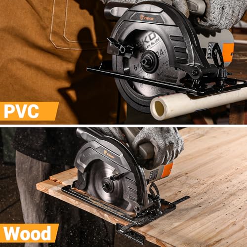 Circular Saw 1200W: DEKOPRO High-Power Saw with 165mm 24T Blade, 4800 RPM, Max Cut Depth 55mm (90°), 33mm (45°), Heavy-Duty Steel Base, Includes Guide Rai, Power Saw for Wood, PVC 9 Circular Saw 1200W: DEKOPRO High-Power Saw with 165mm 24T Blade, 4800 RPM, Max Cut Depth 55mm (90°), 33mm (45°), Heavy-Duty Steel Base, Includes Guide Rai, Power Saw for Wood, PVC - Image 9