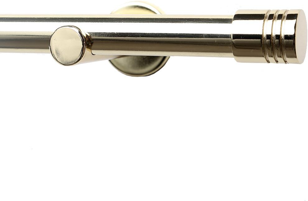 Kirsch Metal Curtain Pole + Finials, Brackets & Rings Gold 120cm