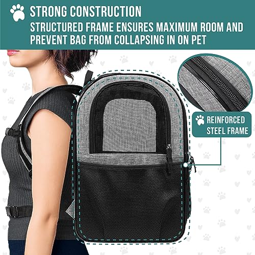 Mochila transportadora PetAmi para perros y gatos ventilada para viaje y senderismo 7