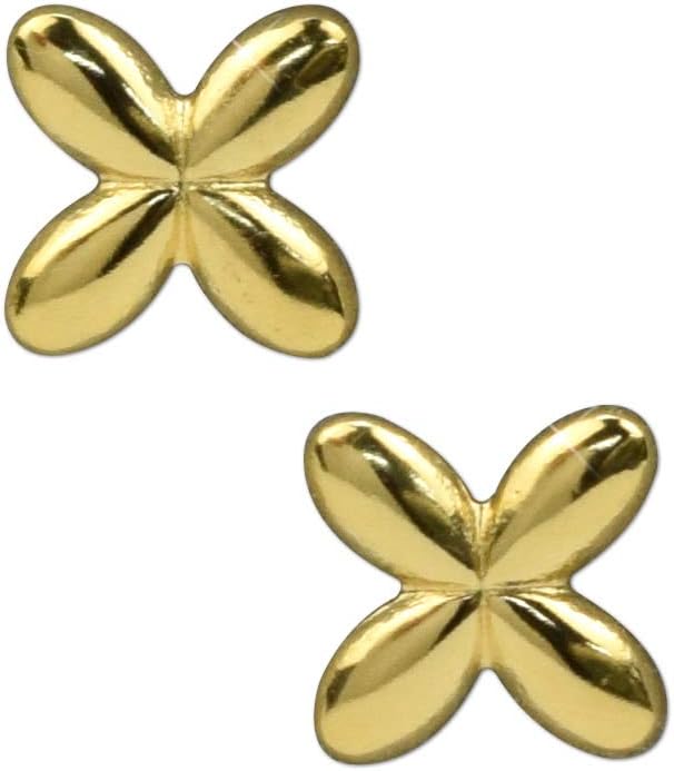 K18YG クローバー フラワーピアス 軸太タイプ クローバー シェル