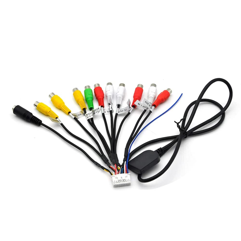 Cavo RCA Aux-in Con Microfono Esterno Per Autoradio Android – 20 Pin, 9 Uscite RCA, Subwoofer E Cavo Fascio Pre-etichettato