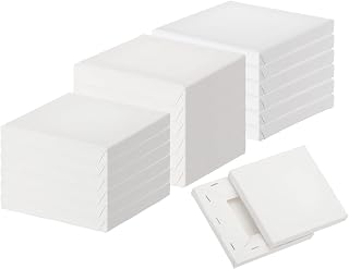 PATIKIL Canvas for Painting, 18 Pack 4x4 5x5 6x6 Blank Cotton Canvas Acrylic Drawing Board Oil Paint Set Art Supplies for Watercolor Oil Acrylic Gouache Tempera