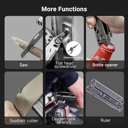 NEXTORCH Pioneer MT20 Multi Tool with 14-in-1 Functions, Pocket Multi-Tool 60mm Pliers with Rope Cutter, Can Opener, Screwdriver for Outdoor Camping EDC Multitool Knife, Survival Equipment Multitool - Image 9