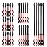 Geinxurn Impact Tough #2 Phillips Mixed 2/3/6 in. D2 Steel Long Extension Insert Driver Bits,30Pack 1/4 Inch Hex Shank Long Cross Magnetic PH2 Screwdriver Bits Set