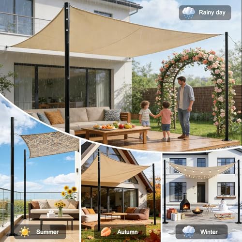 2 Pack 11 Ft Shade Sail Poles, Heavy Duty Metal Outdoor Support Post Kit, Rust-Resistant Shade Sail Support Poles, Adjustable Metal Sun Shade Poles For Patios, Courtyards, Backyards And Gardens by Beizelte - Image 6