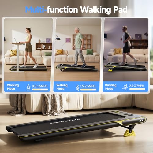 Image of YPOO Ultra Slim Walking Pad Treadmill with 14% Incline, Under Desk Walking Pad with Auto-Maintenance System Belt, Smart App & Remote Control, Portable Treadmill for Home Office, 350LBS Capacity
