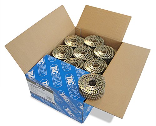 Tacwise 0421 Clous en Rouleau à Tête Plate de Type 2,5 / 45 mm, Pointe en Diamant, Tige Annelée, Acier Sans Protection, Inclinés à 16°, Reliés en Fil,...