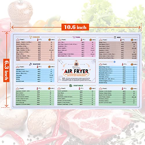 Air Fryer Magnetic Cheat Sheet Cookbook Cooker Accessories Magnet Cooking Times Chart Quick Reference Guide For 66 Common Prep Functions #TOP1