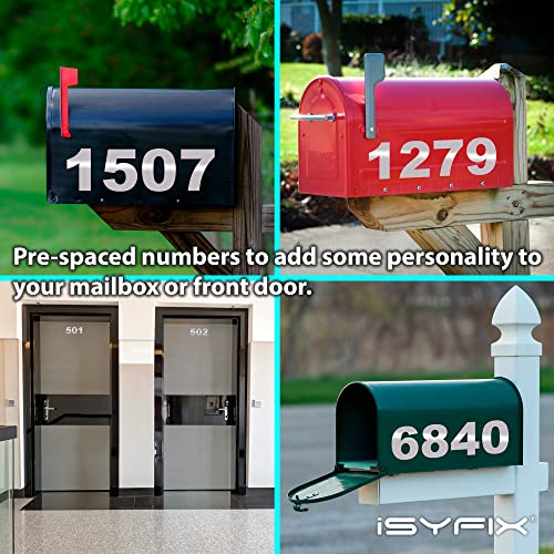 image for iSYFIX Reflective White-Silver Vinyl Numbers Stickers – (2 Sets) 5 I