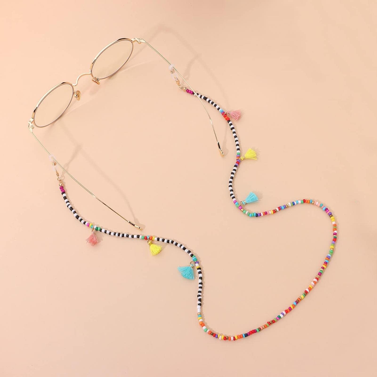 Chaîne de Lunettes pour Femme avec Pompon et Cordon élégant à Nouer Autour du Cou