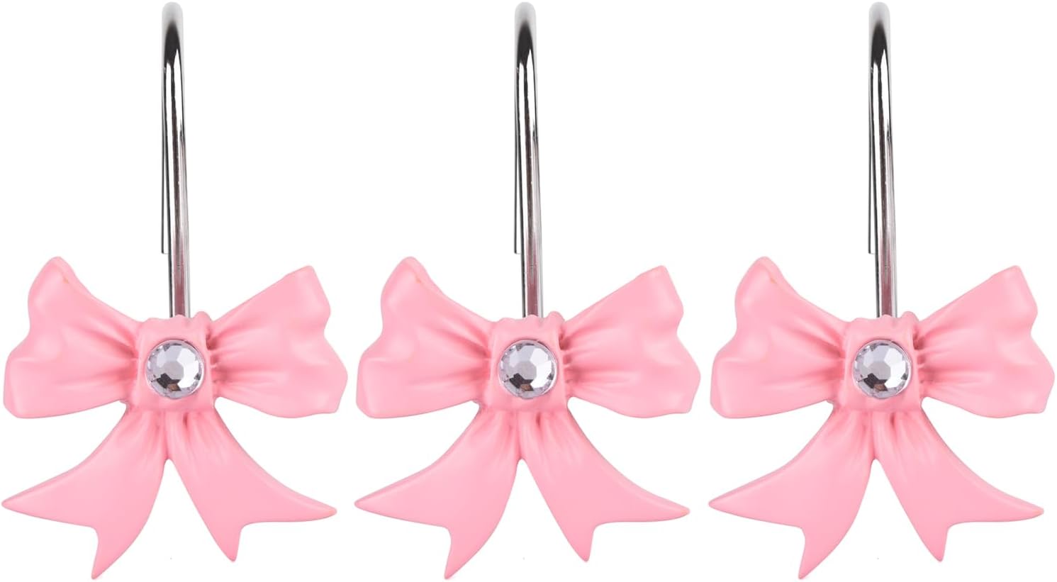 Pink Decorative Shower Curtain Hooks,12 Pcs Decorative Bow Knot Shower Hooks for Bathroom Decor Rust Proof Shower Curtain Rings Hangers (Bow Knot)