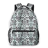 DAOPUDA Leisure Backpacks Purse Travel Camping Daypacks Book Bag Laptop Bags For Youth Adult,Carnation Home Fashions Damask