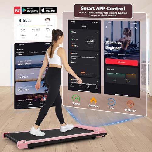 Walking Pad Under Desk, Funmily 2.5hp Small Treadmill for Home/Office, 2024 Upgrade 3-in-1 Mini Treadmill with App, Remote Control, LED Display, 300 Lb Capacity