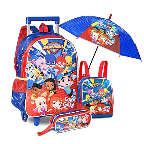 Kit Escolar Infantil Gi Neto Mochila Carrinho Estojo E Lancheira Guarda-chuva Menino